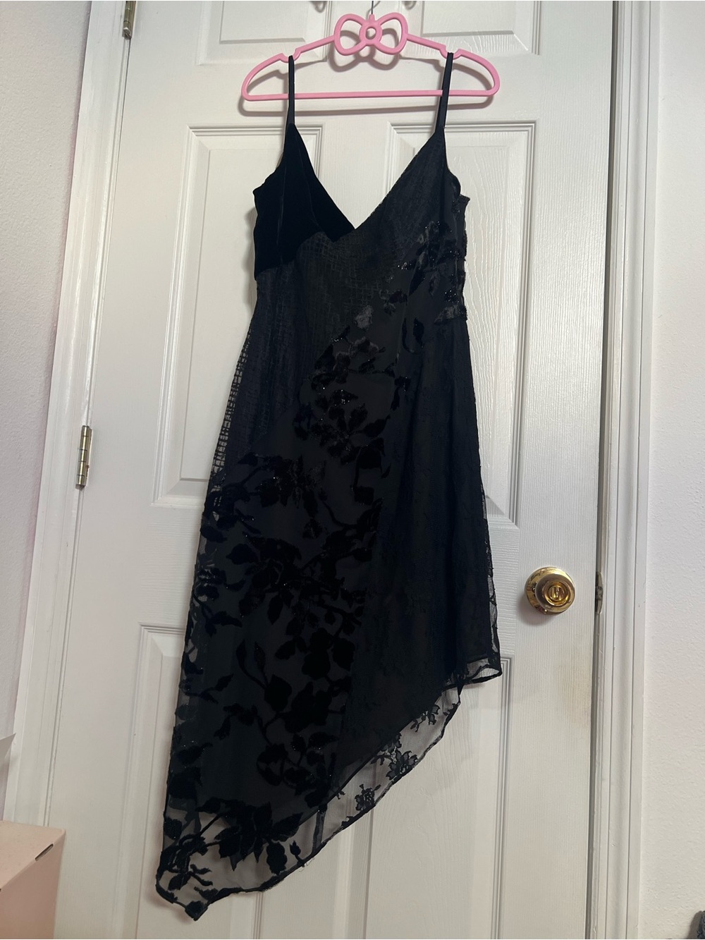 Whimsigoth Black Patchwork Floral Asymmetrical Fairy Dress